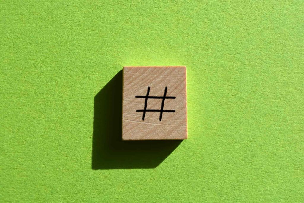 hashtag on green background